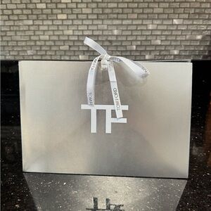Tom Ford Silver Box/Gift Bag with White Logo Ribbon